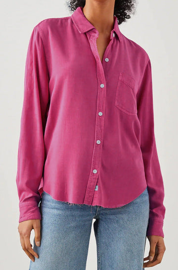 INGRID RAW SHIRT HIBISCUS - FRONT UNTUCKED