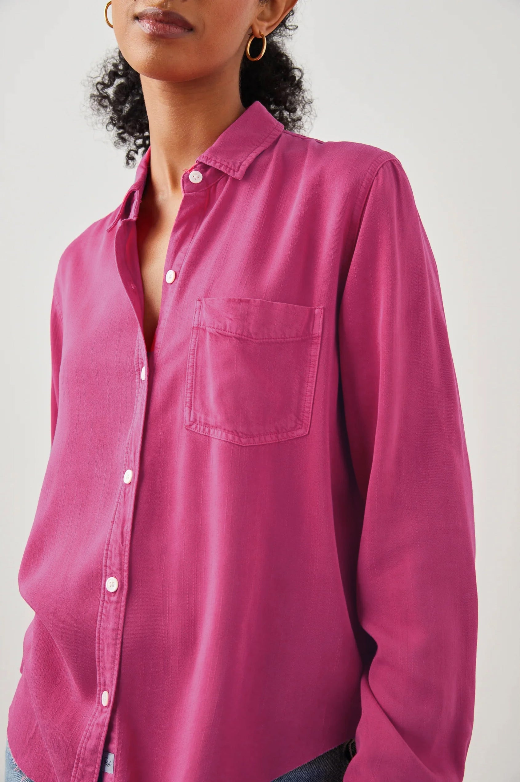 INGRID RAW SHIRT HIBISCUS - DETAIL FRONT
