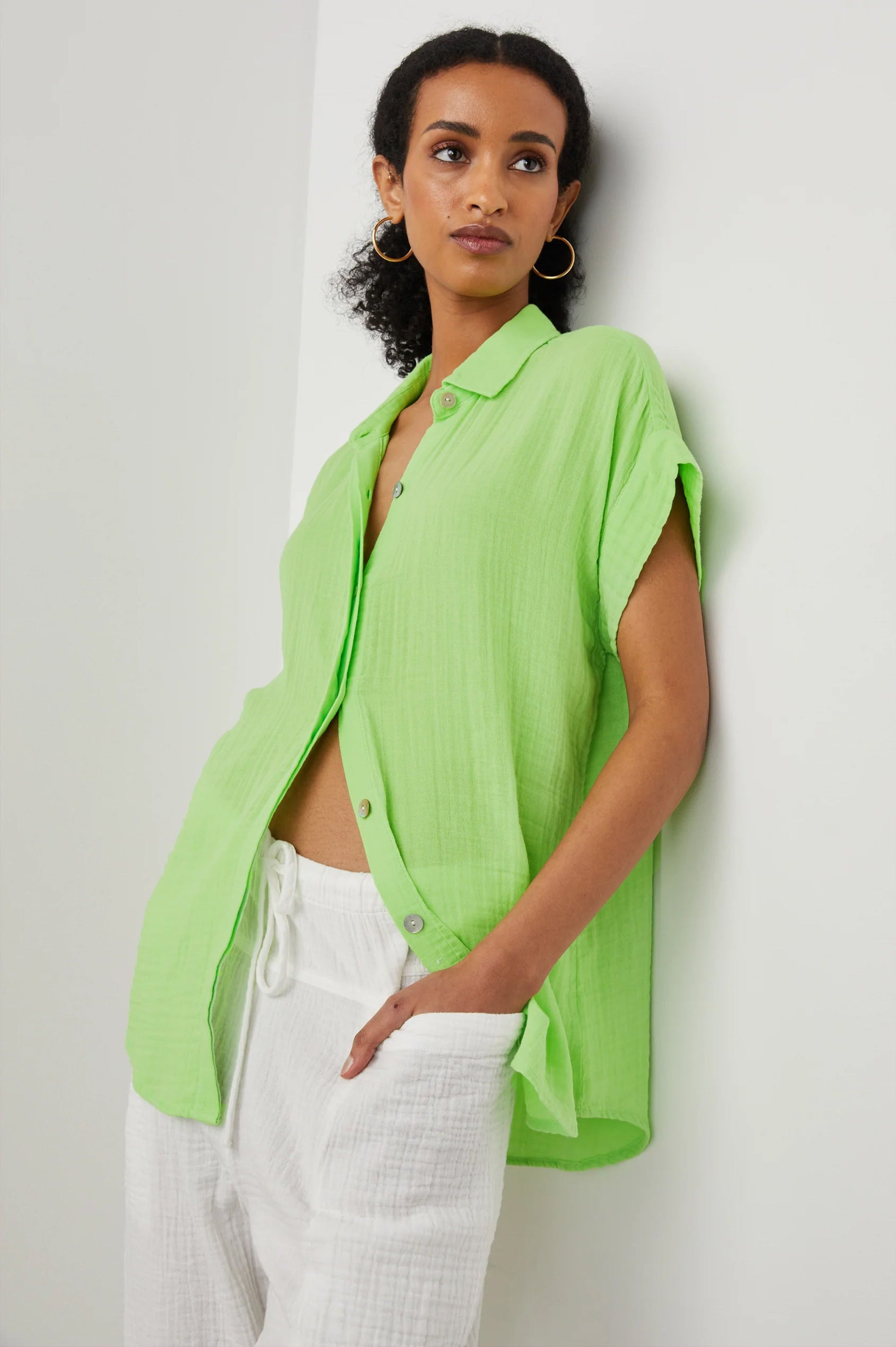 JAMIE SHIRT JADE LIME - SIDE ANGLE