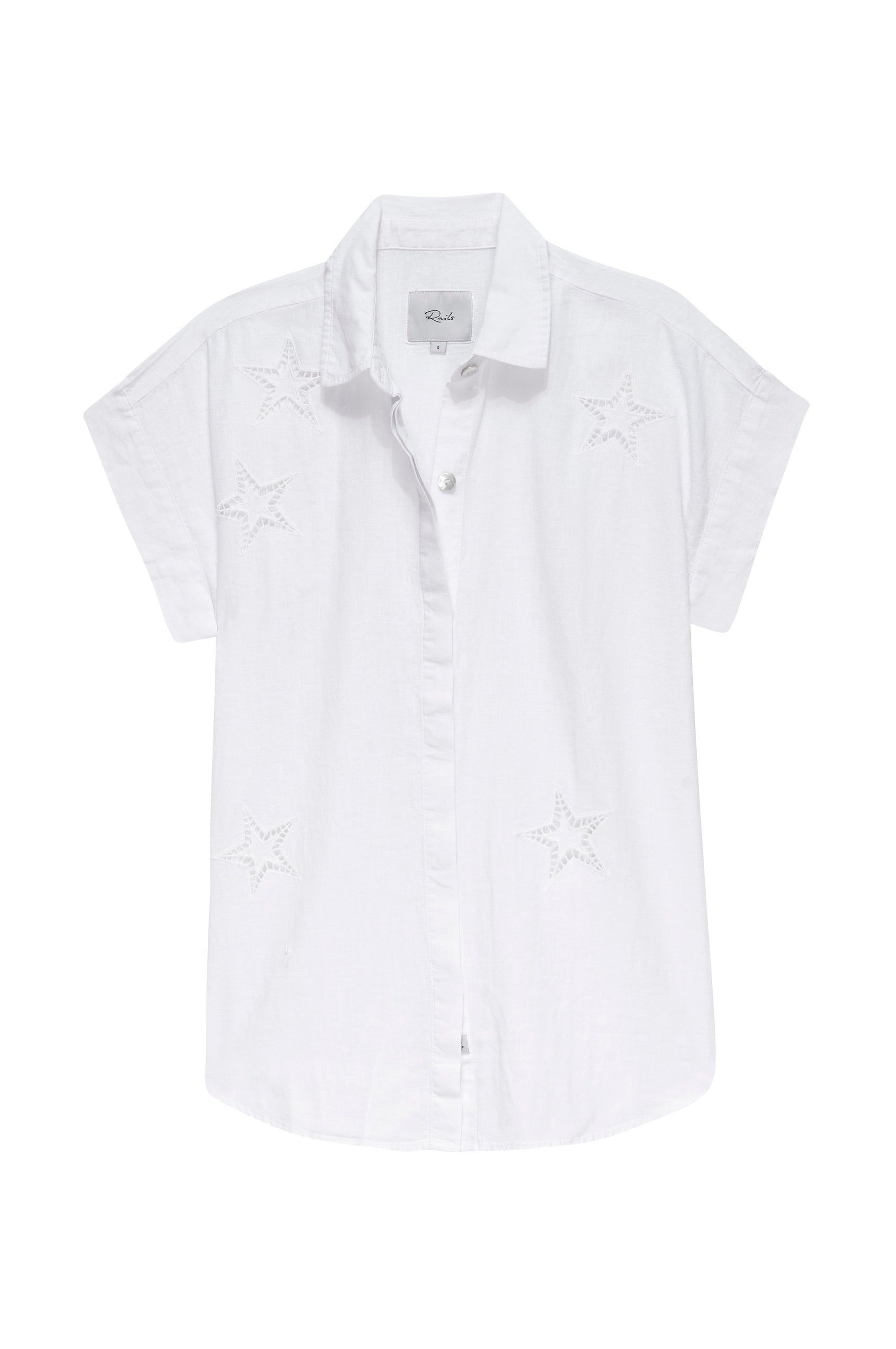 JAMIE SHIRT - WHITE EYELET STARS