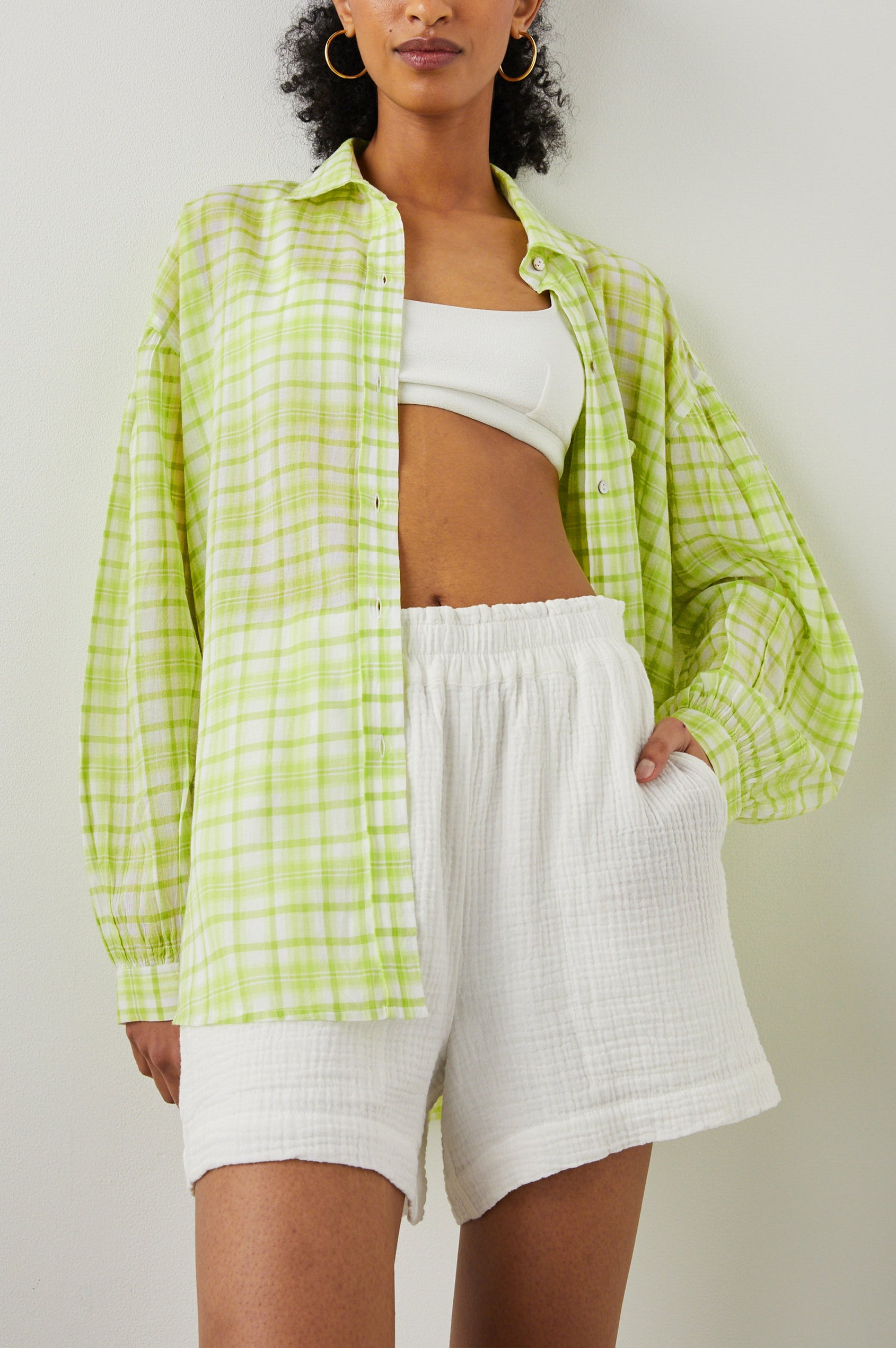 JANAE-LIME-PLAID-FRONT ANGLE