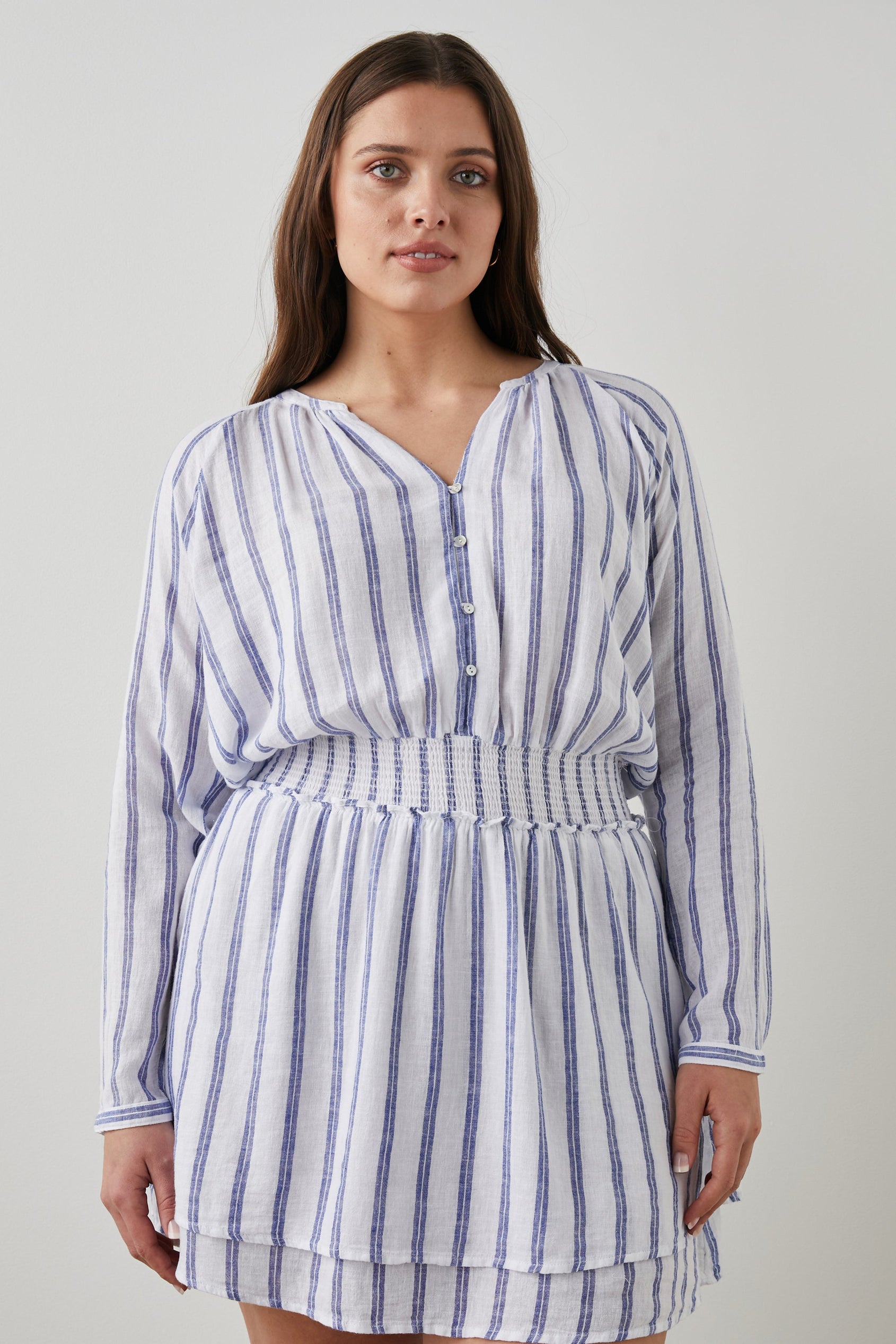 JASMINE DRESS VILLA STRIPE - FRONT MODEL 2