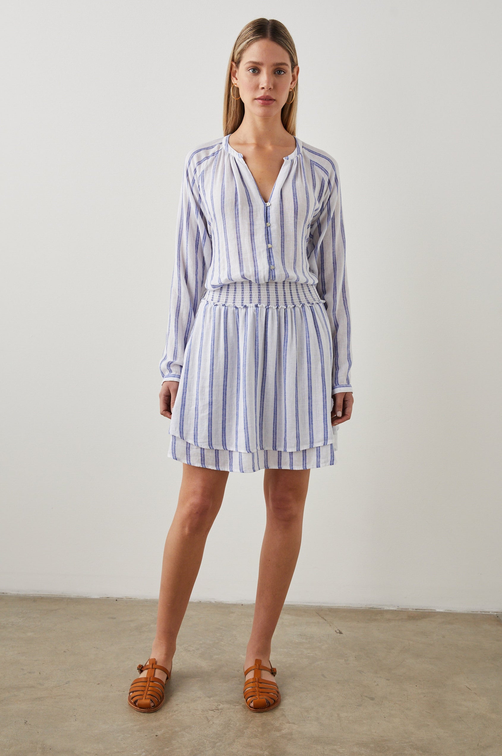 JASMINE DRESS VILLA STRIPE - FRONT FULL BODY