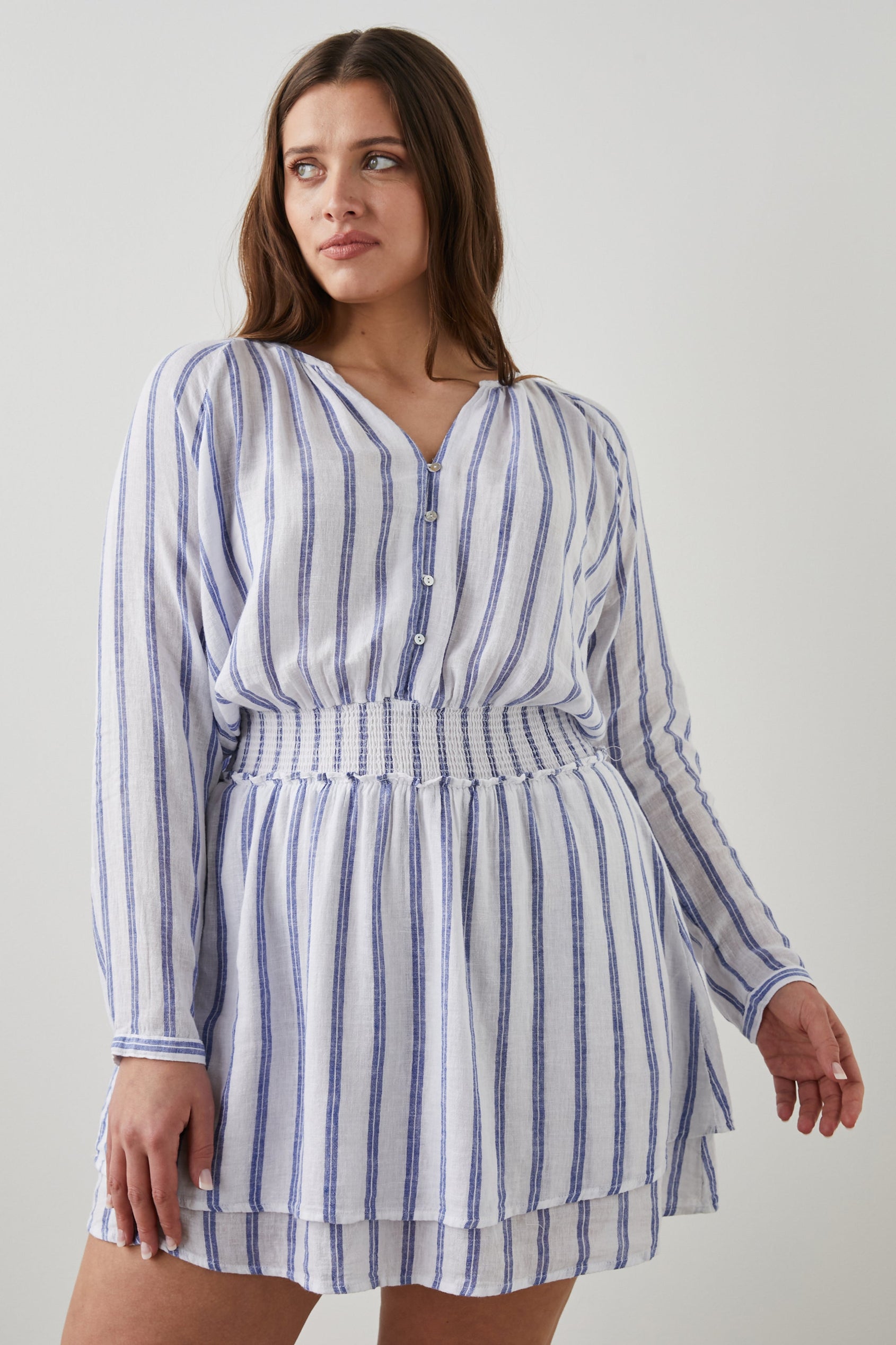 JASMINE DRESS VILLA STRIPE - FRONT MODEL 2