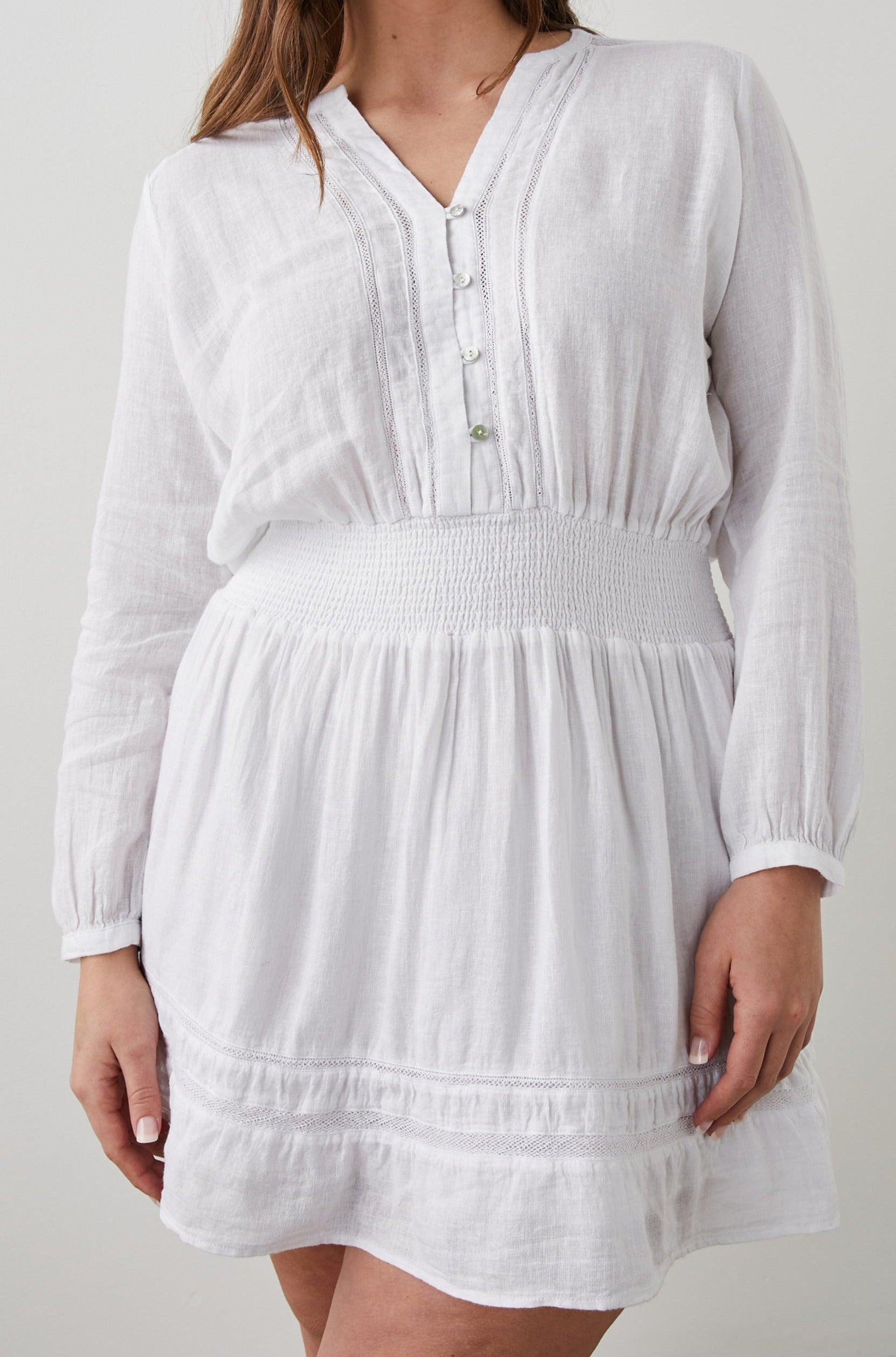 JASMINE DRESS WHITE LACE DETAILS - FRONT MODEL 2