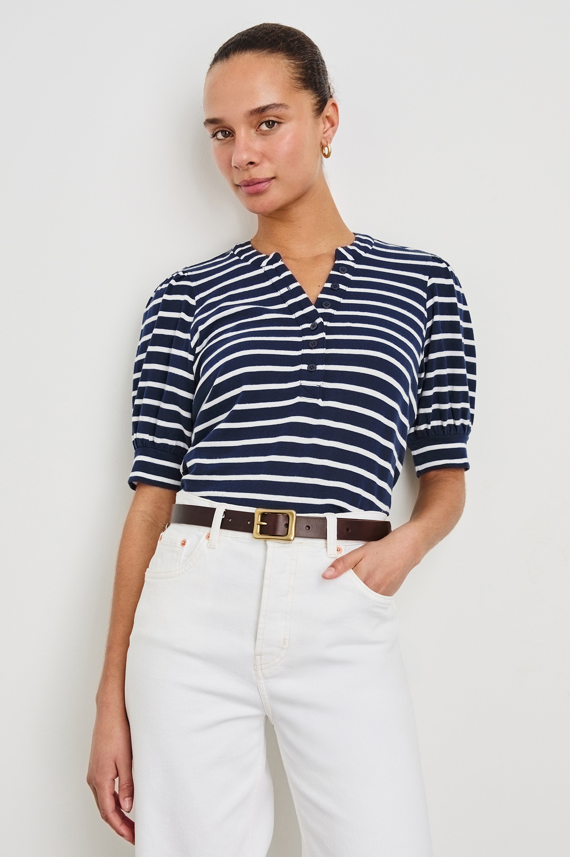 JEWEL TOP - NAVY IVORY STRIPE – Rails UK