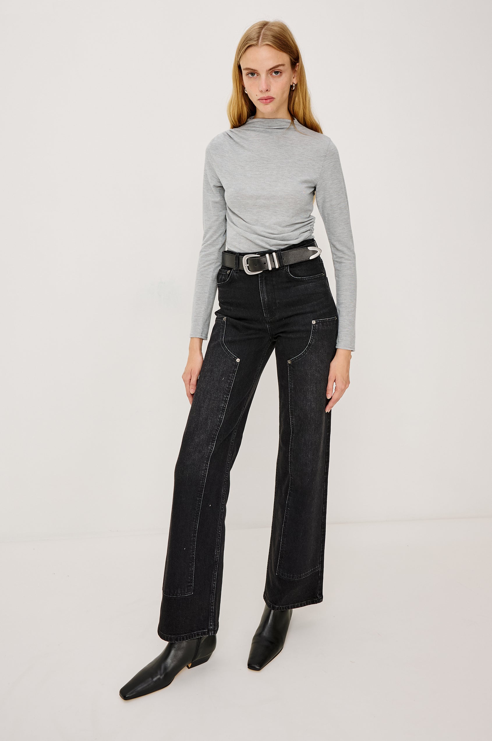 JOELLE TOP - HEATHER GREY