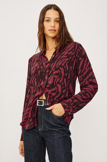 JOSEPHINE SHIRT - OXBLOOD TIGER STRIPE