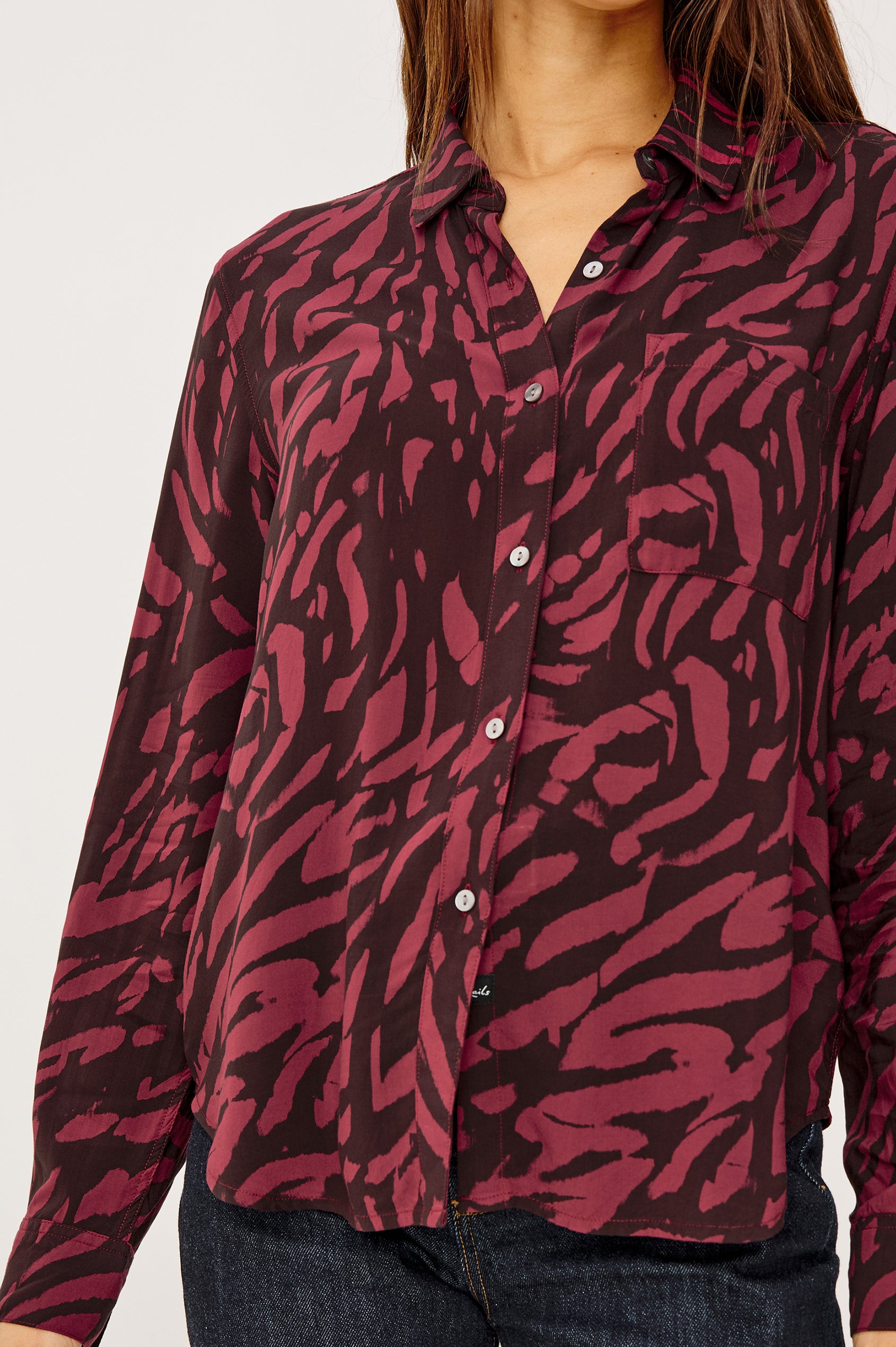 JOSEPHINE SHIRT - OXBLOOD TIGER STRIPE