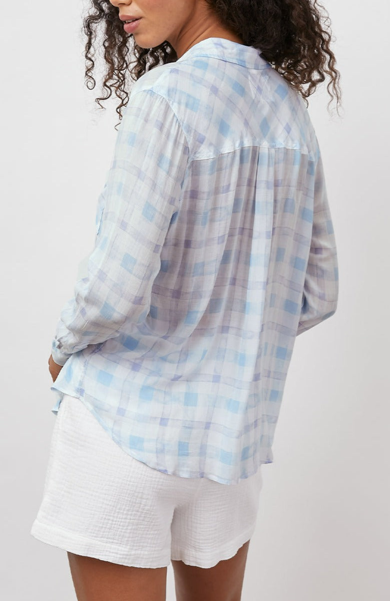 JOSEPHINE BLUE SKY PLAID LONG SLEEVE BUTTON DOWN-BACK