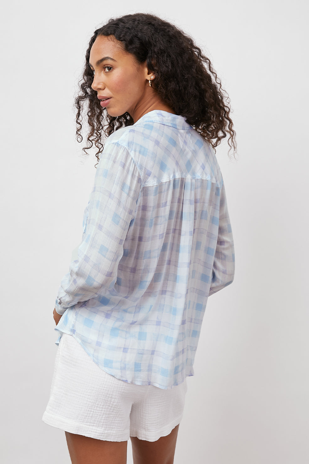 JOSEPHINE BLUE SKY PLAID LONG SLEEVE BUTTON DOWN-BACK