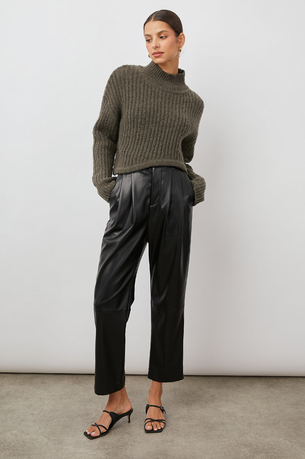 DELSEY OLIVE SWEATER- FULL FRONT BODY