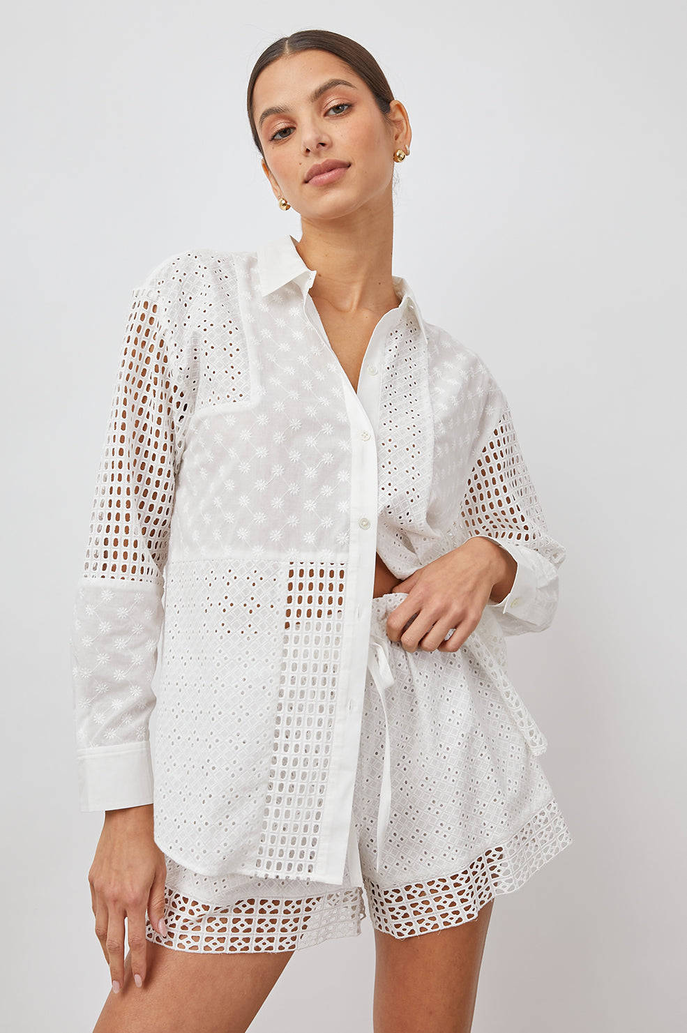 EMBER WHITE EYELET MIX SHORT-FULL FRONT BODY SET