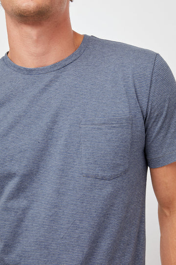 KAI BAYSTRIPE SHORT SLEEVE ROUND NECK WITH POCKET- DETAIL