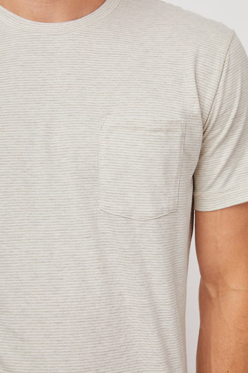 KAI OAT STRIPE SHORT SLEEVE ROUND NECK WITH POCKET-DETAIL