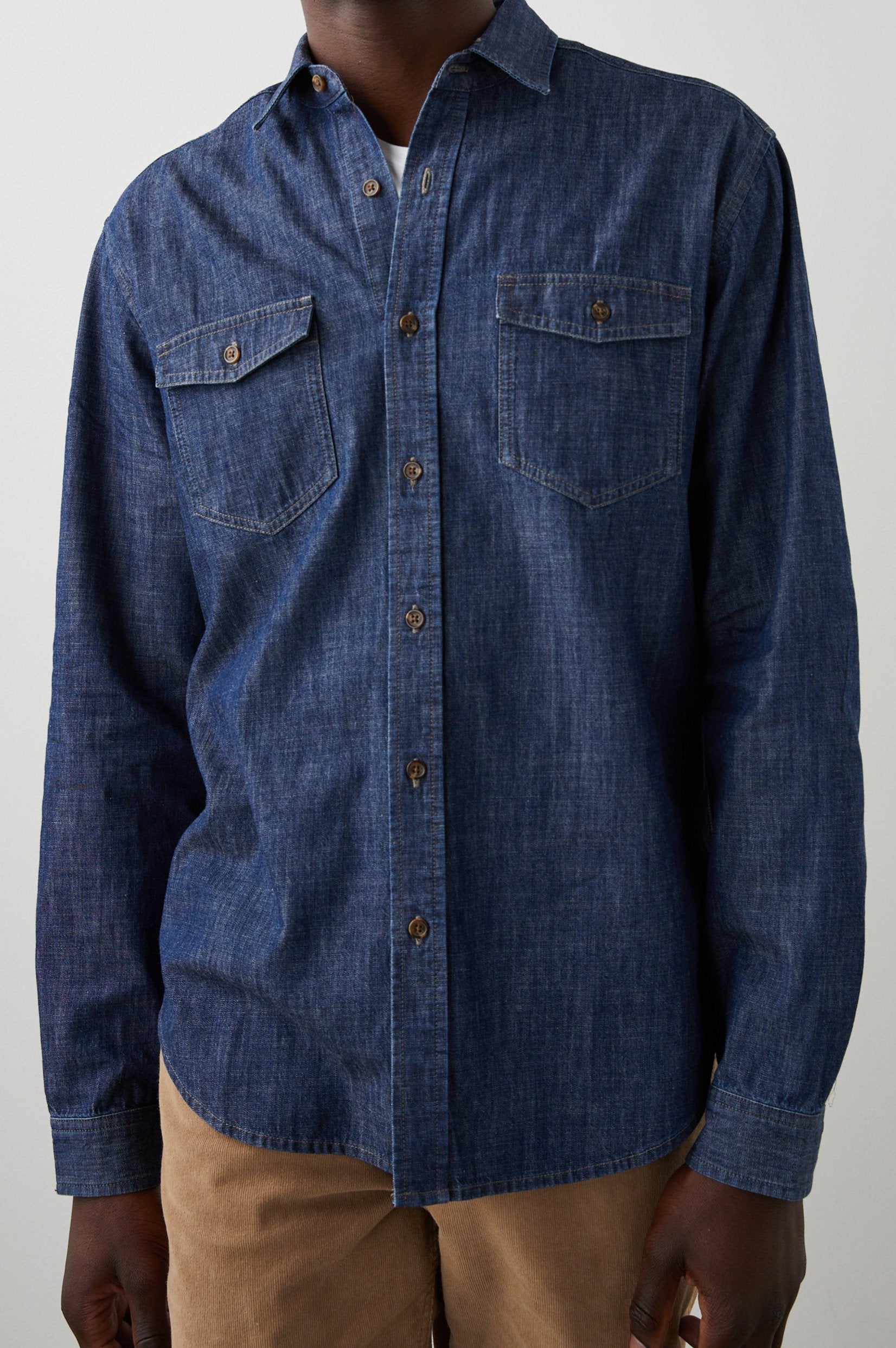 KENJI DARK WASH INDIGO SHIRT - FRONT