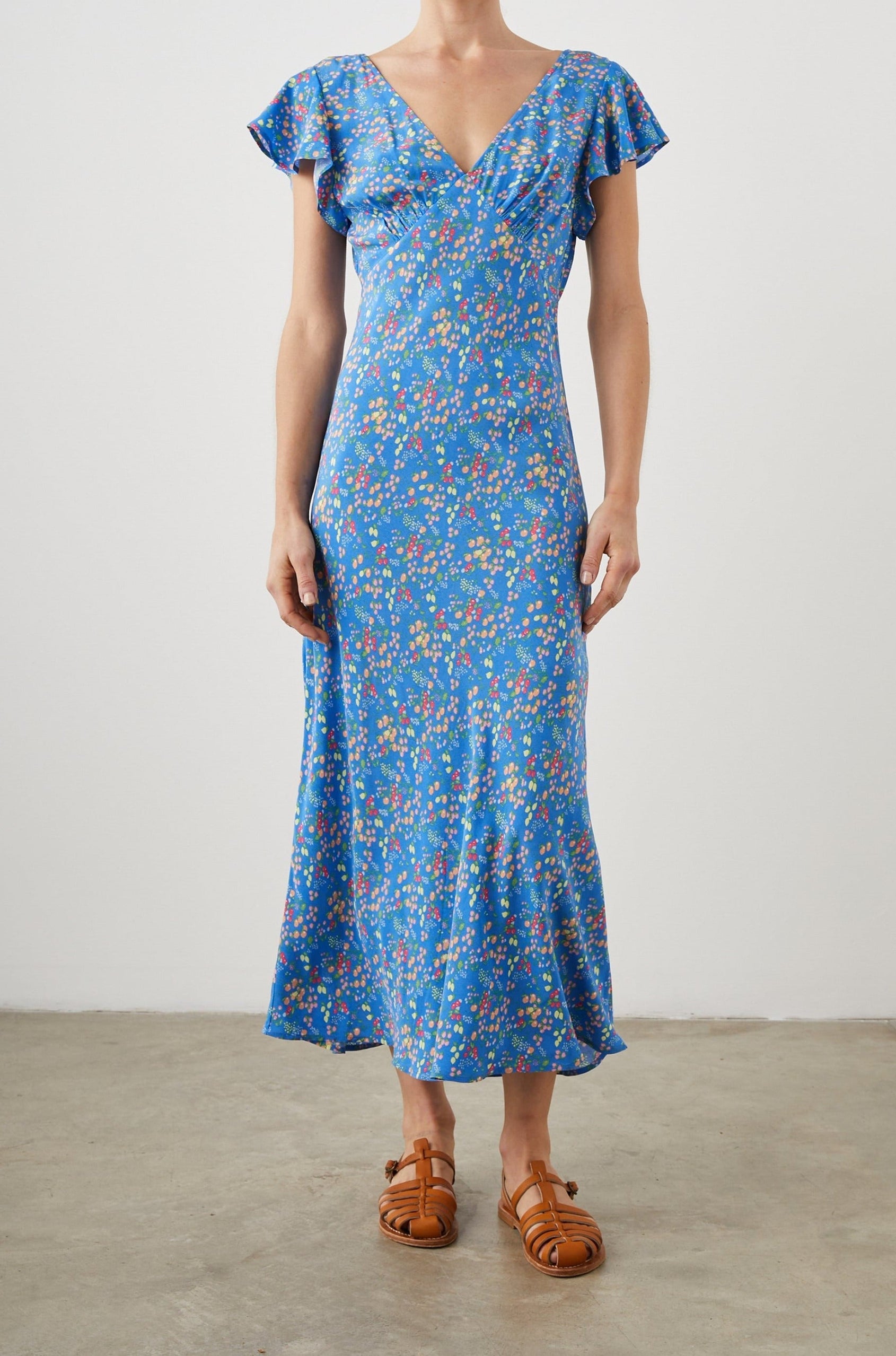KENZ DRESS BLUE CITRUS GROVE - FRONT FULL BODY