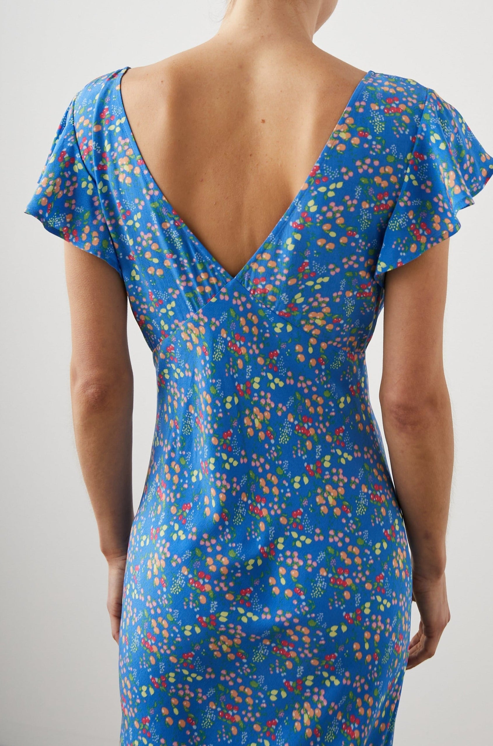 KENZ DRESS BLUE CITRUS GROVE - BACK DETAIL