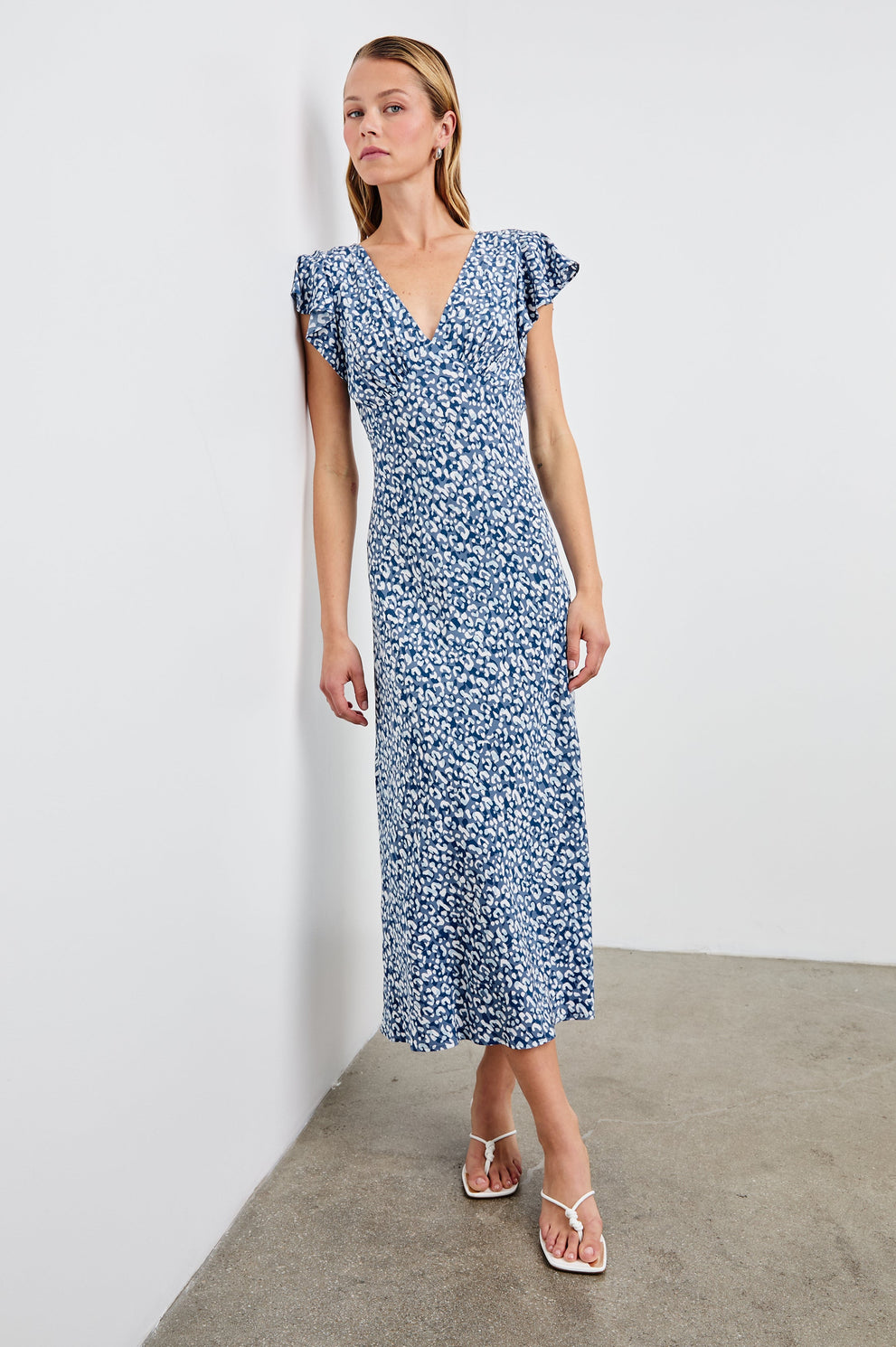 KENZ DRESS - BLUE MIXED CHEETAH – Rails UK