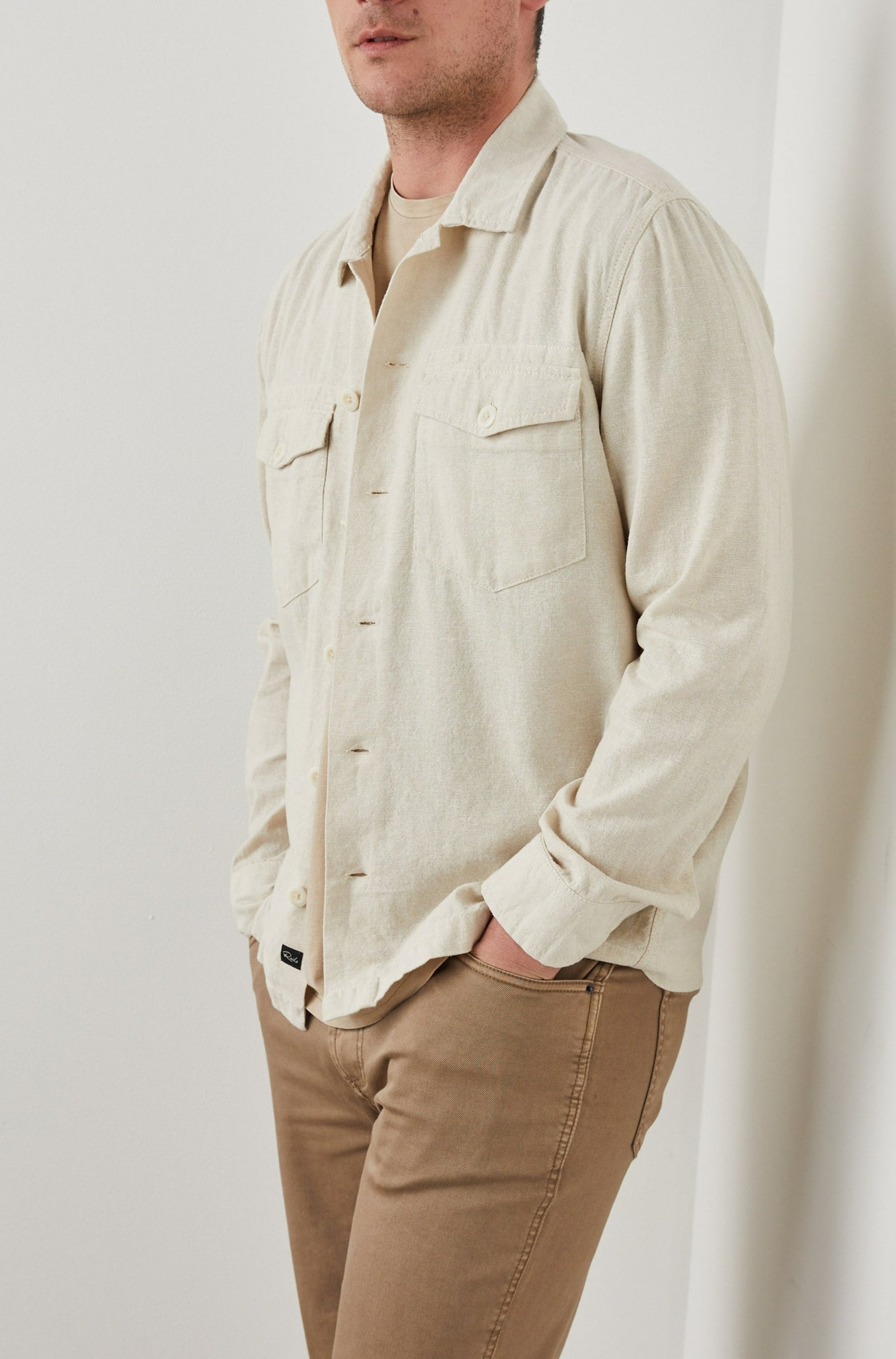 KEROUAC WICKER SHIRT JACKET - SIDE HAND IN POCKETS