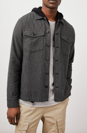 KEROUAC CHARCOAL BLACK HOUNDSTOOTH HOODIE- FRONT