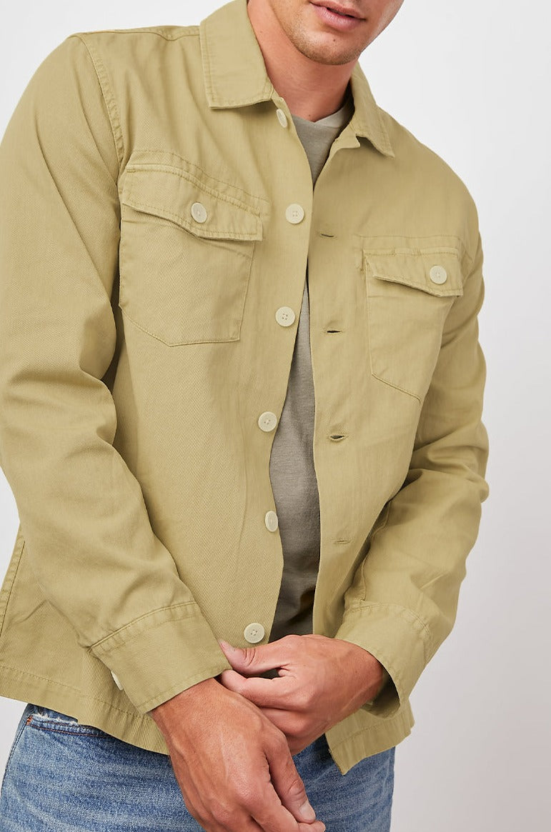 KEROUAC DIJON LONG SLEEVE BUTTON DOWN WITH FRONT POCKETS-FRONT ANGLE