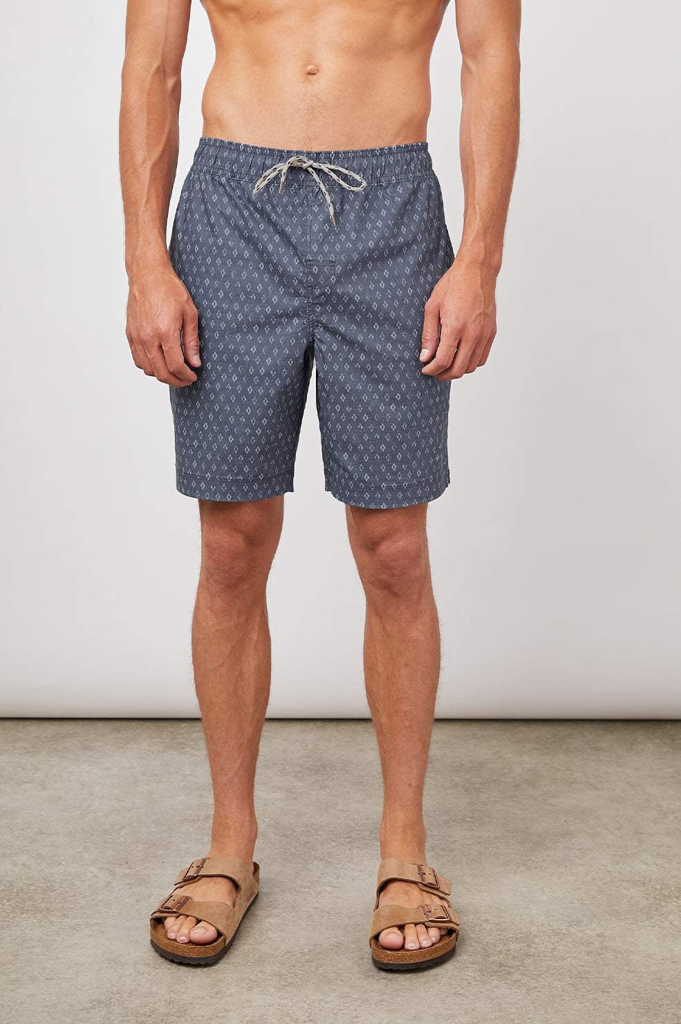 KIAN DIAMOND BLOCK NAVY SHORTS- FRONT