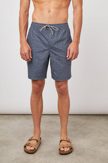 KIAN DIAMOND BLOCK NAVY SHORTS- FRONT