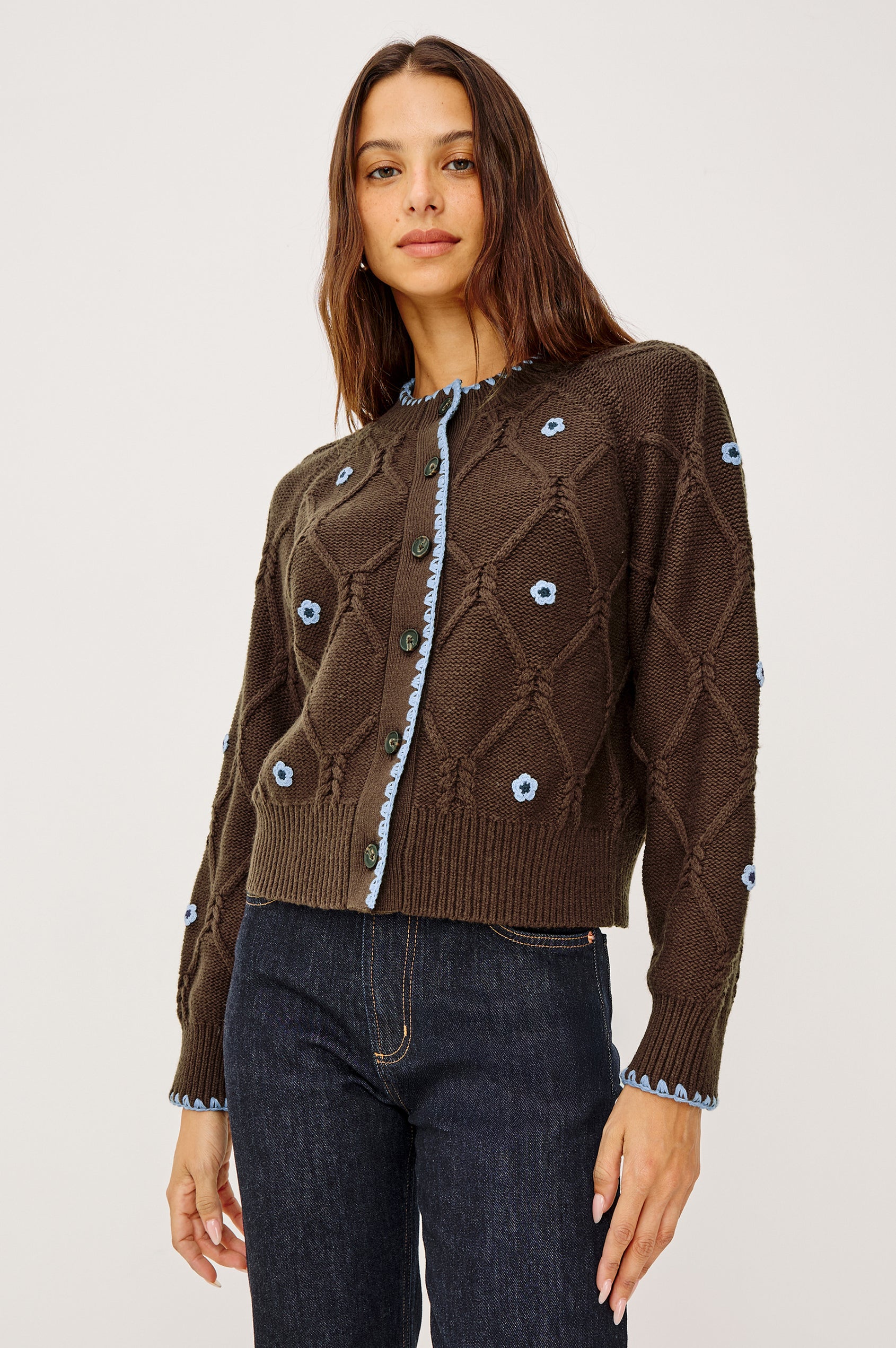 LAURIE CARDIGAN - WALNUT DAISY