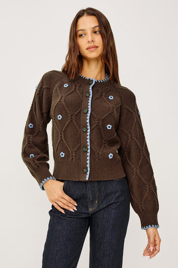 LAURIE CARDIGAN - WALNUT DAISY