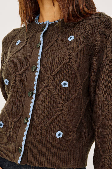 LAURIE CARDIGAN - WALNUT DAISY
