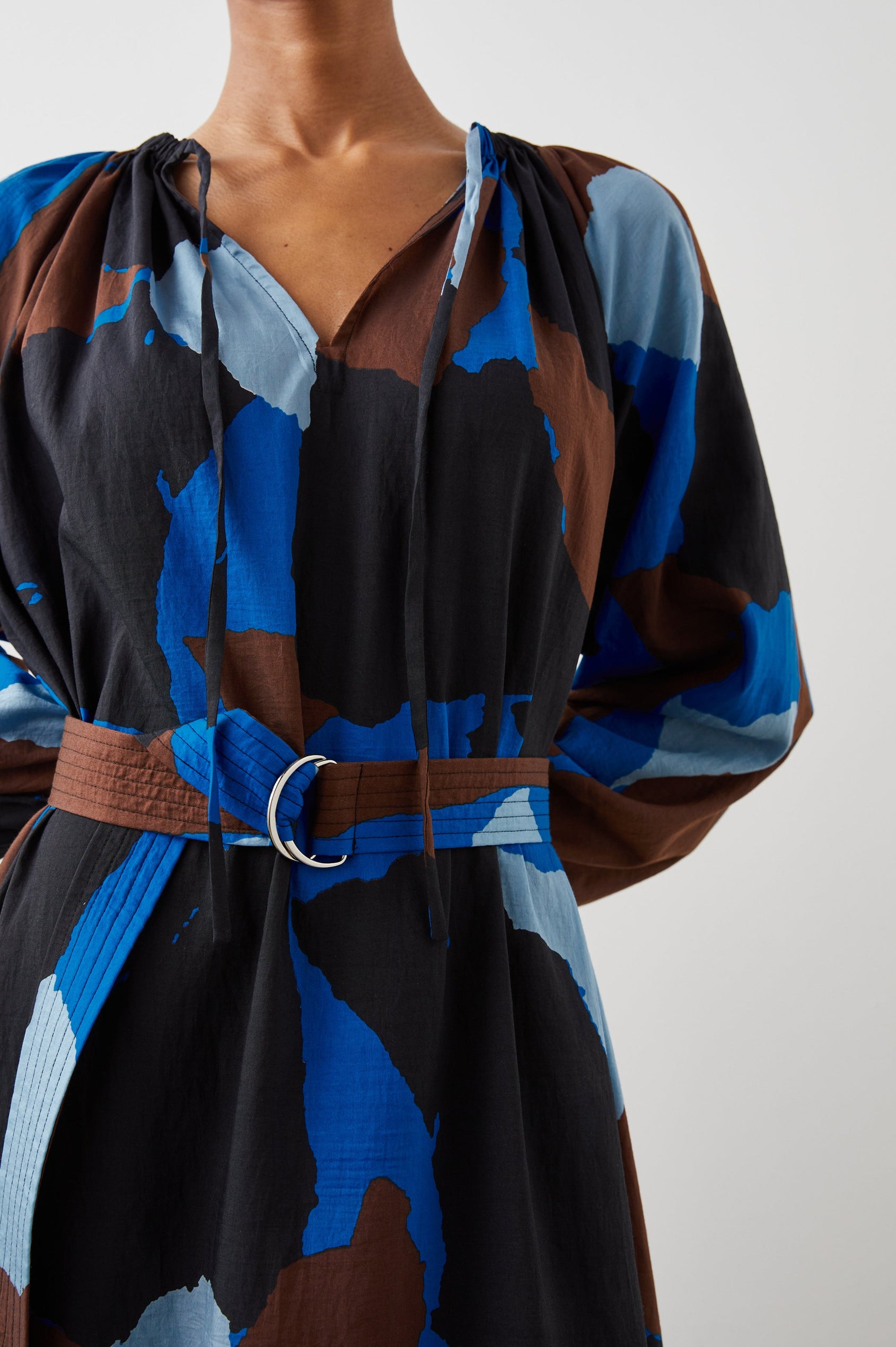 LEANNA DRESS BLUE MULTI COLOR BLOCK - DETAIL