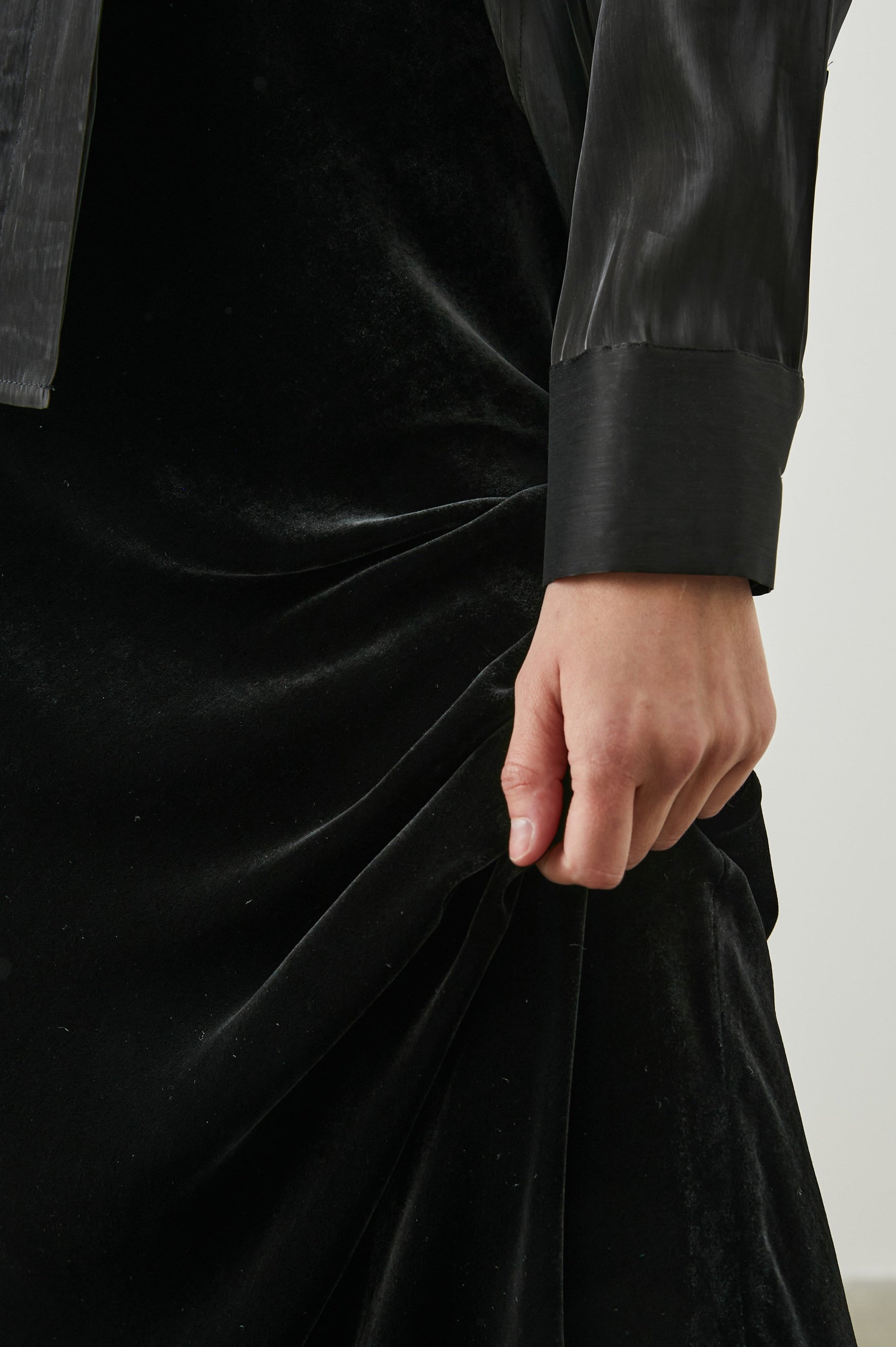 Long black on sale velvet wrap skirt