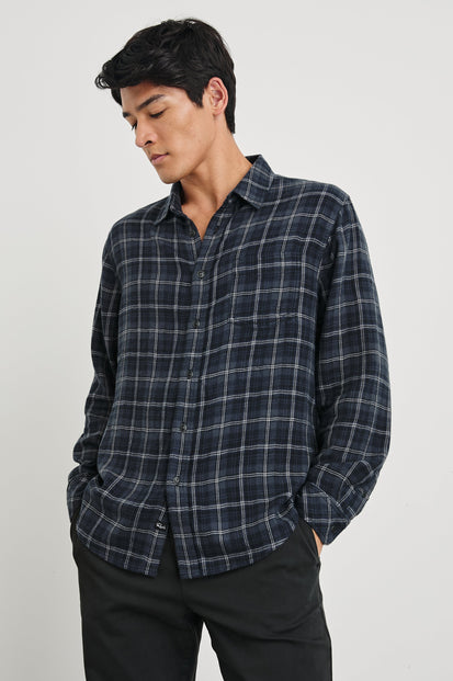 LENNOX SHIRT - BLACK BLUE SMOKE CINDER - FRONT BODY