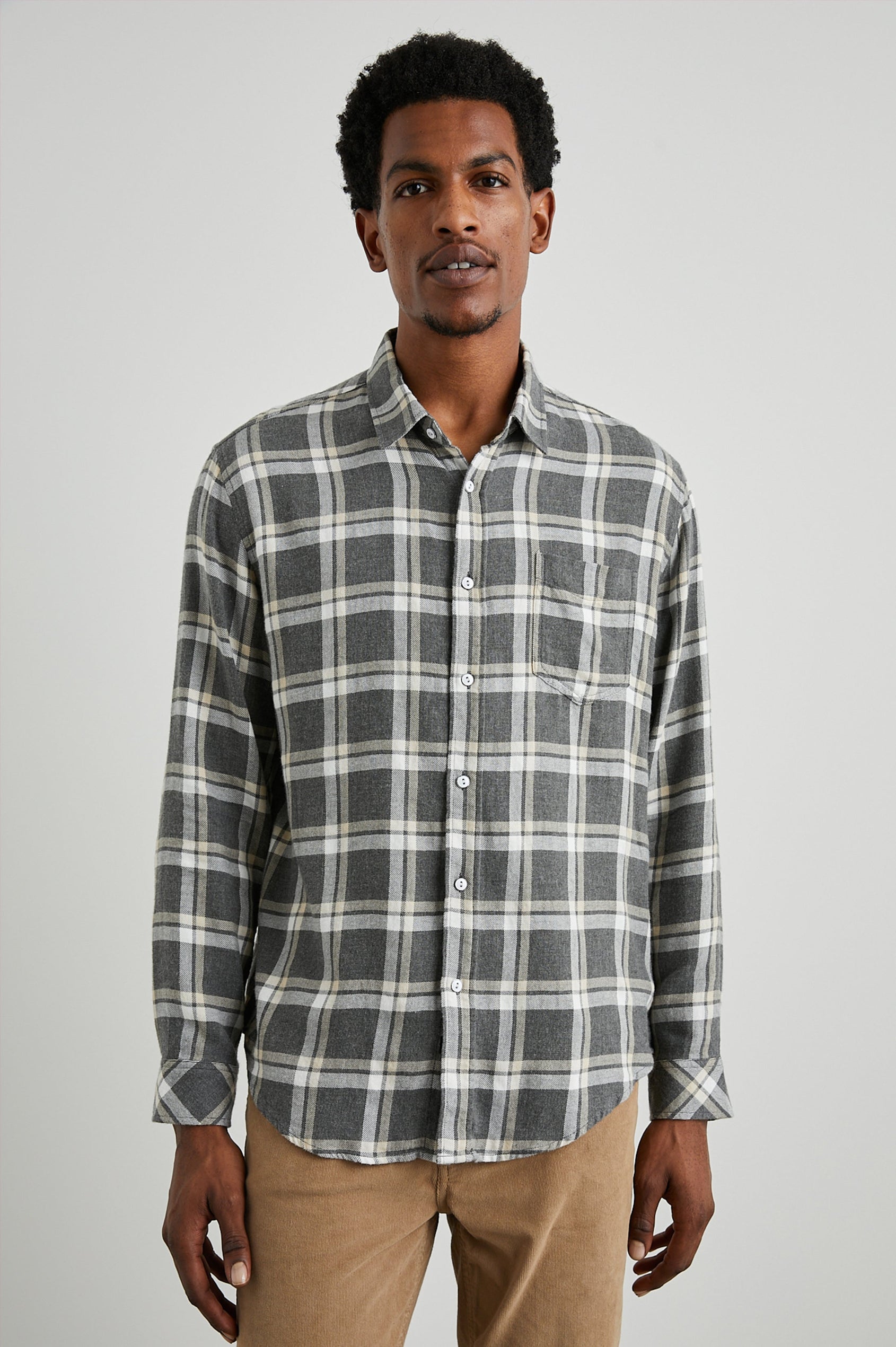 LENNOX CHARCOAL GHURKA MELANGE SHIRT - FRONT