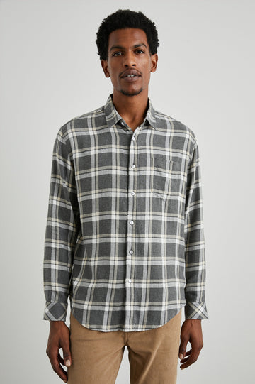 LENNOX CHARCOAL GHURKA MELANGE SHIRT - FRONT