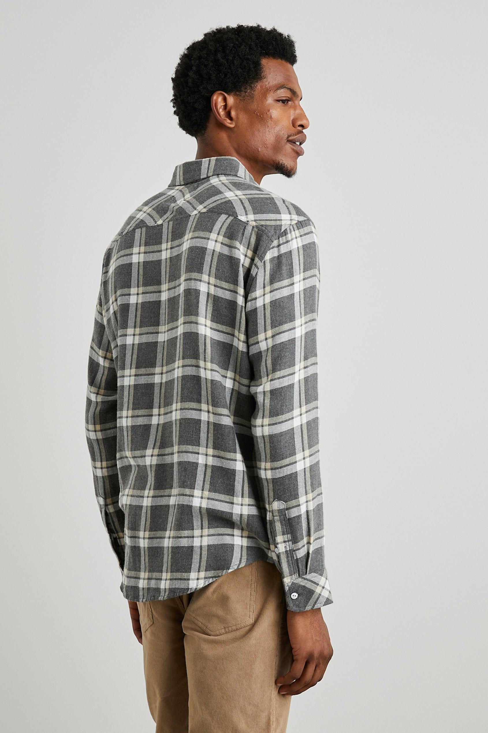 LENNOX CHARCOAL GHURKA MELANGE SHIRT - SIDE