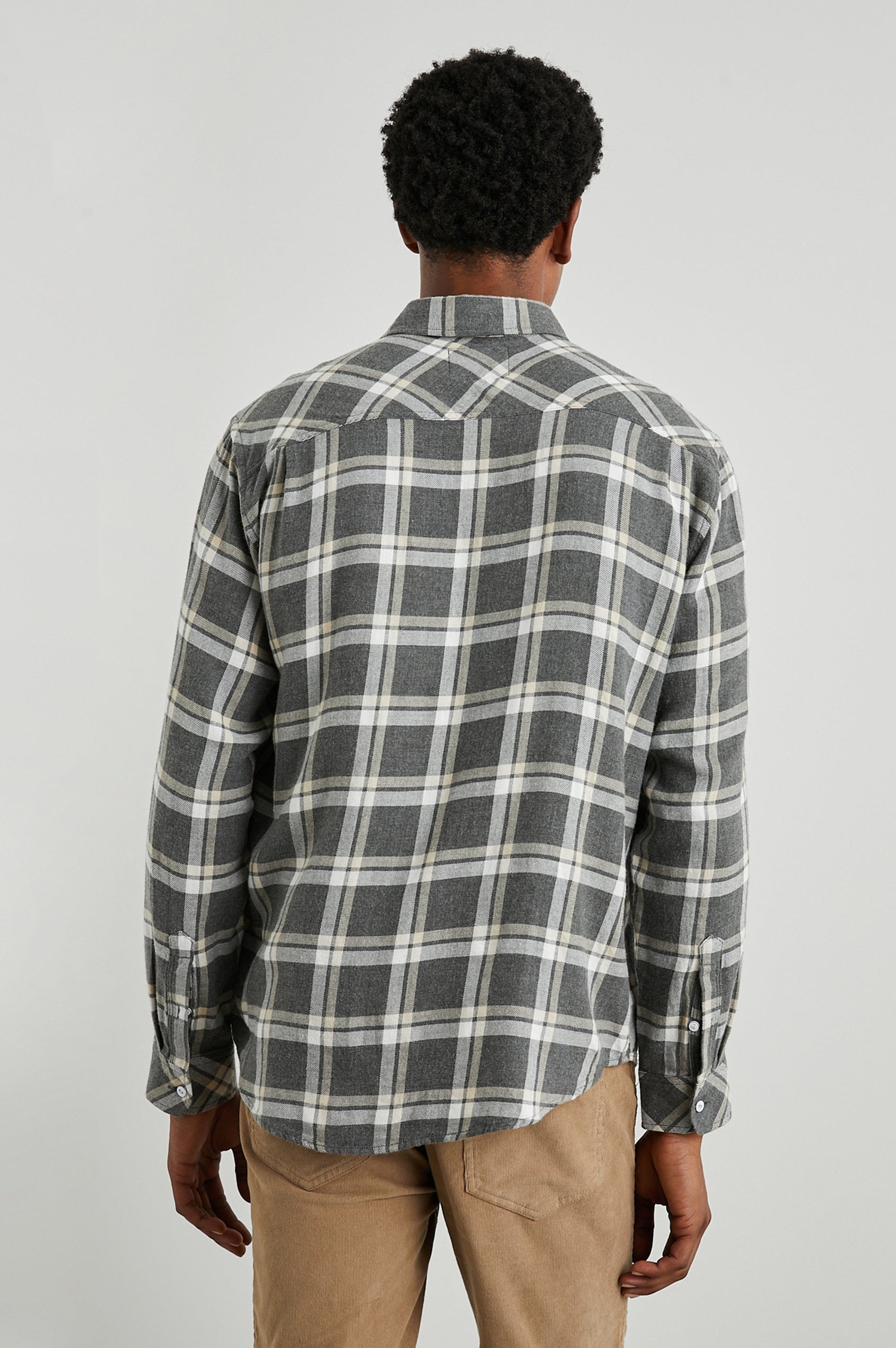 LENNOX CHARCOAL GHURKA MELANGE SHIRT - BACK