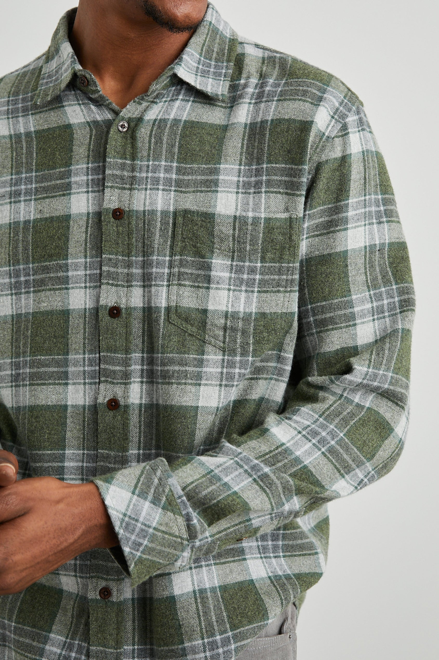 LENNOX GREEN HOLLOW GREY MELANGE SHIRT -  DETAIL