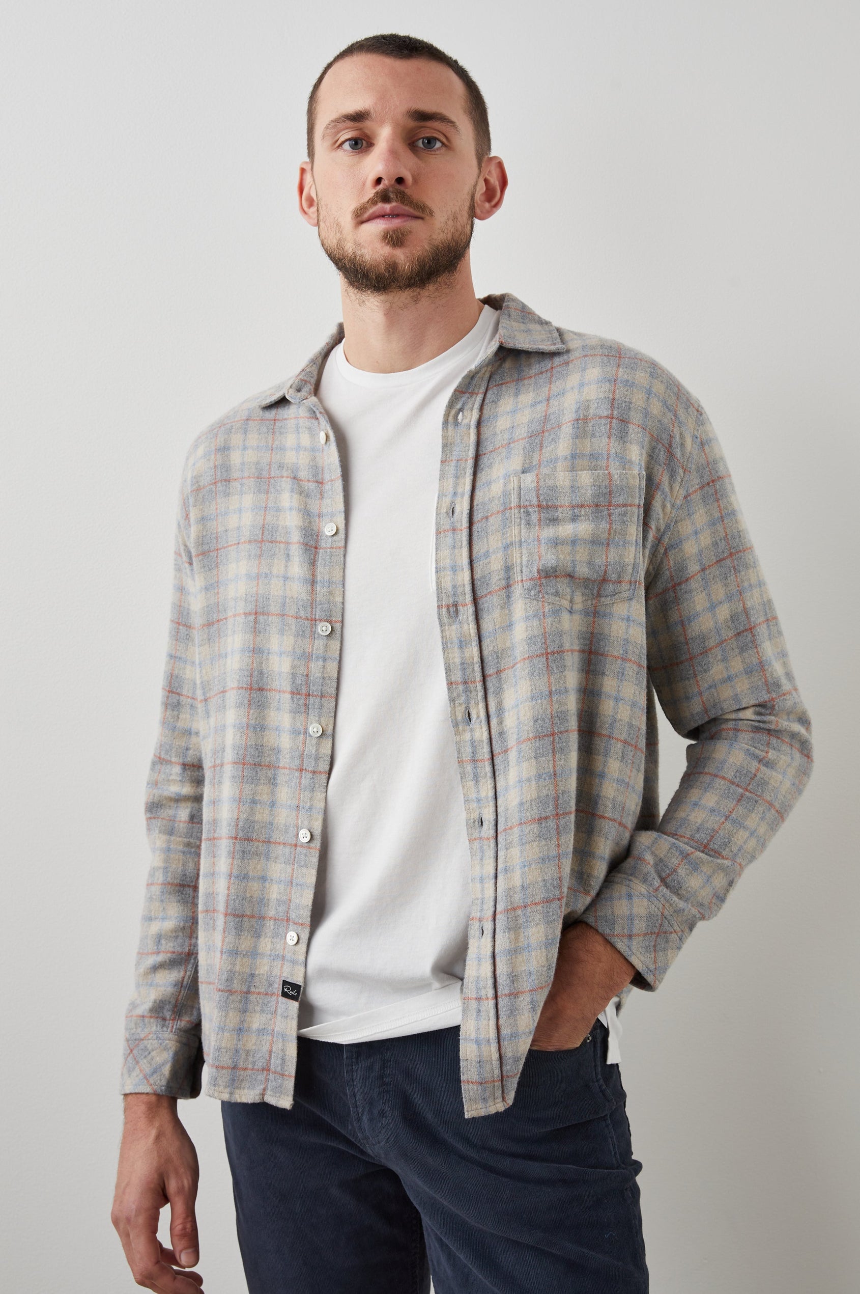 LENNOX PAPER GREY MELANGE SHIRT - FRONT