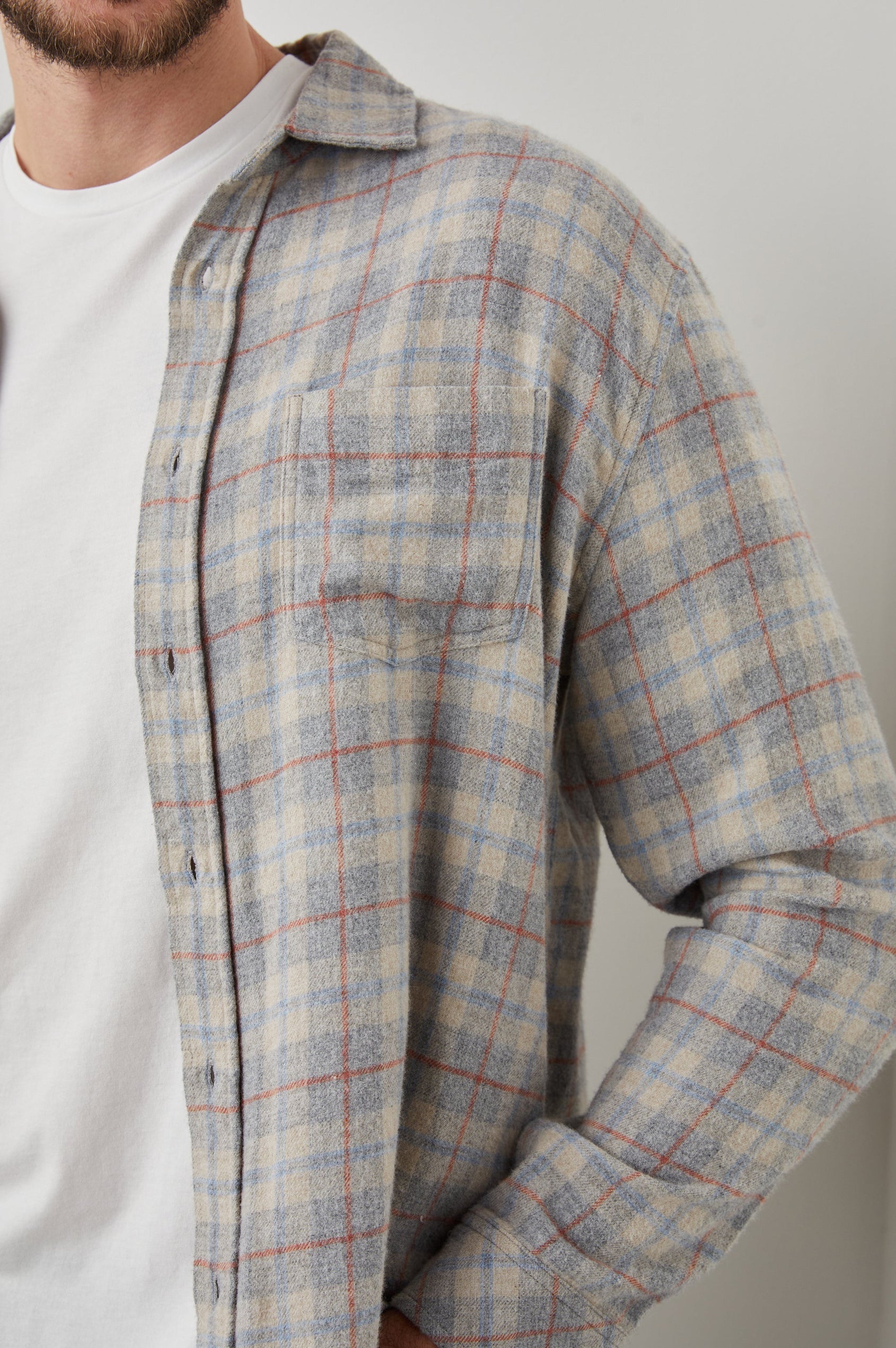 LENNOX PAPER GREY MELANGE SHIRT - DETAIL