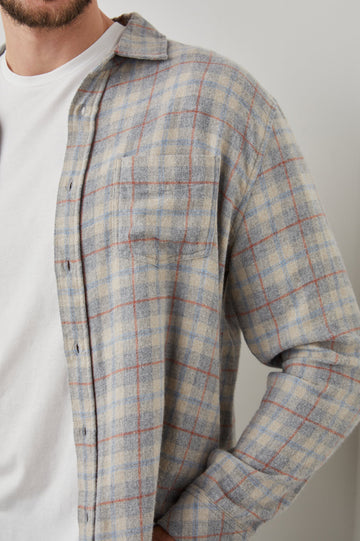 LENNOX PAPER GREY MELANGE SHIRT - DETAIL