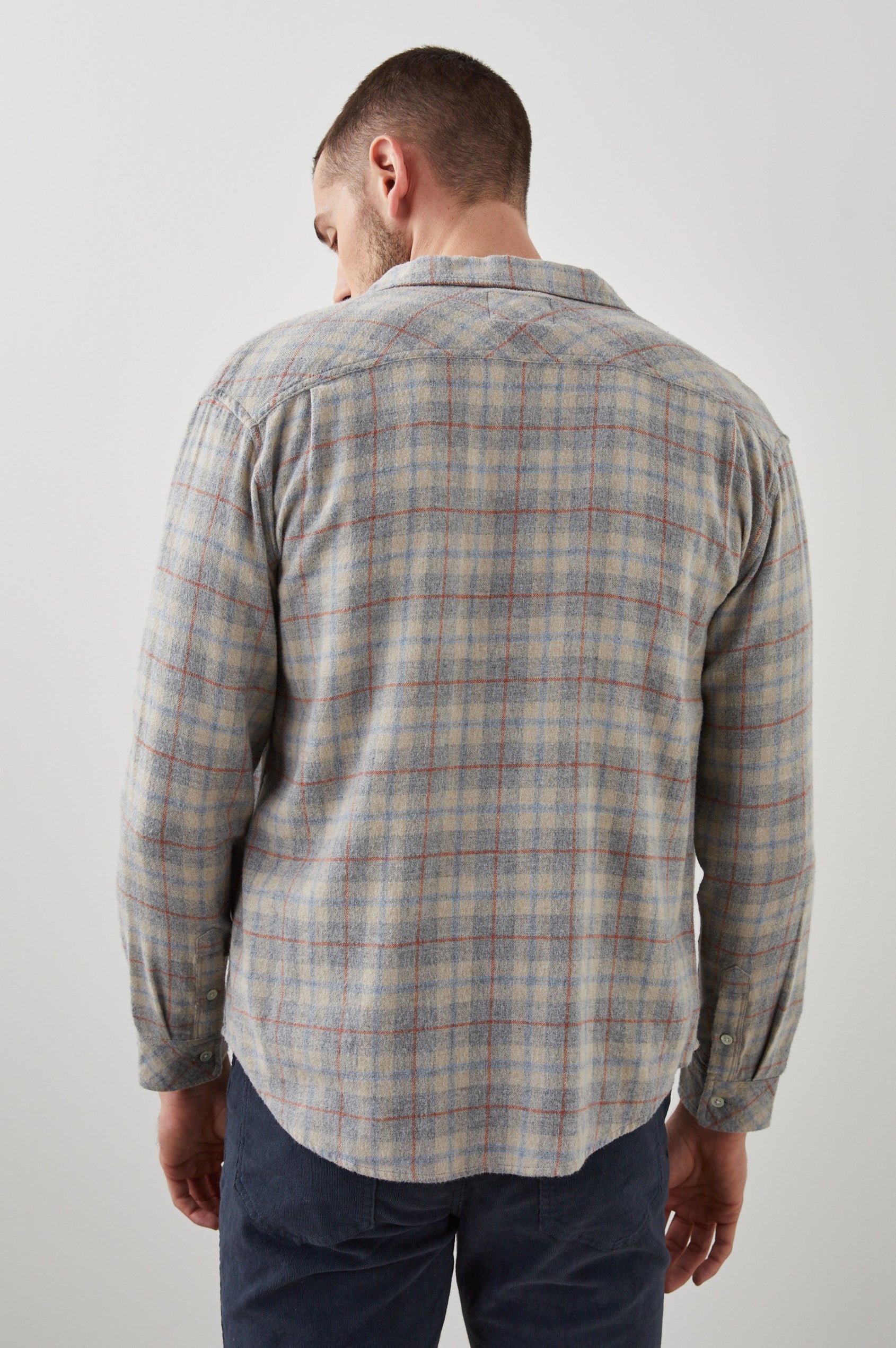 LENNOX PAPER GREY MELANGE SHIRT - BACK