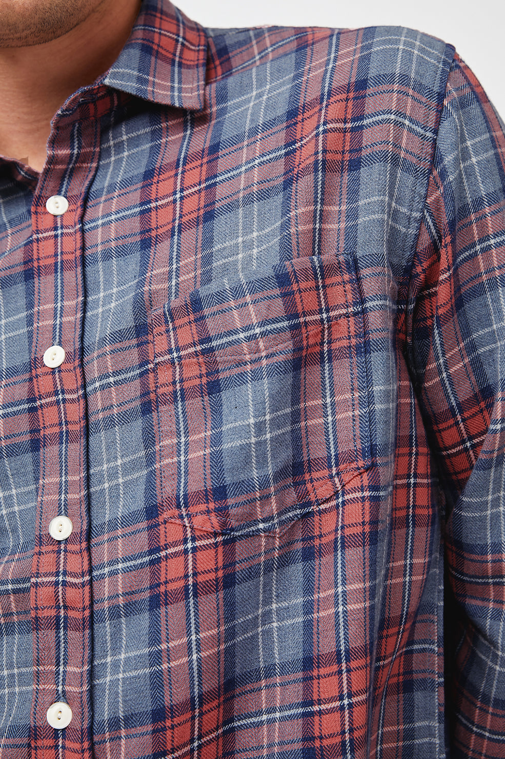 LENNOX BLUE CORVAIR MELANGE LONG SLEEVE BUTTON DOWN-DETAIL