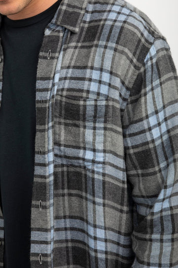 LENNOX DARK WATER MELANGE SHIRT-DETAIL