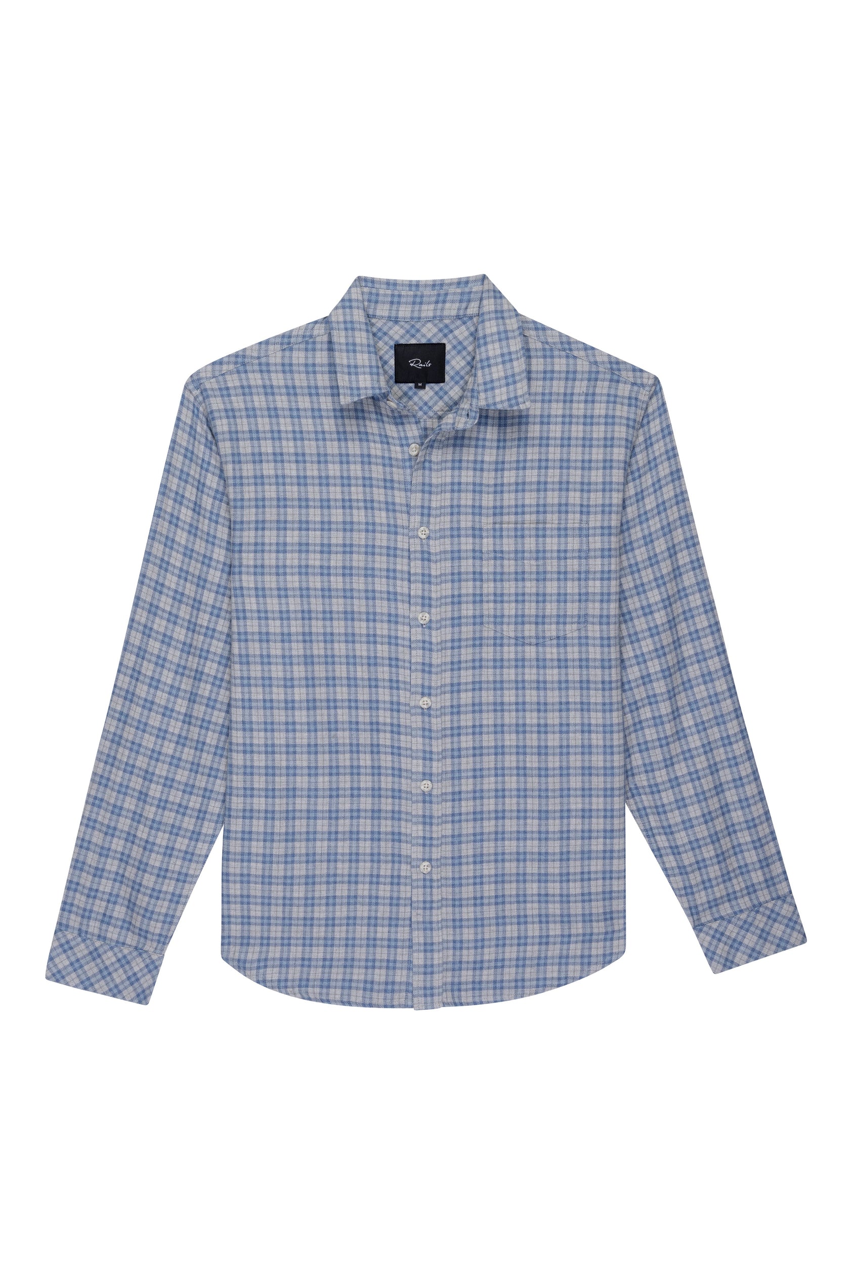 LENNOX FIRA BLUE MELANGE BUTTON DOWN LONG SLEEVE SHIRT-FLAT