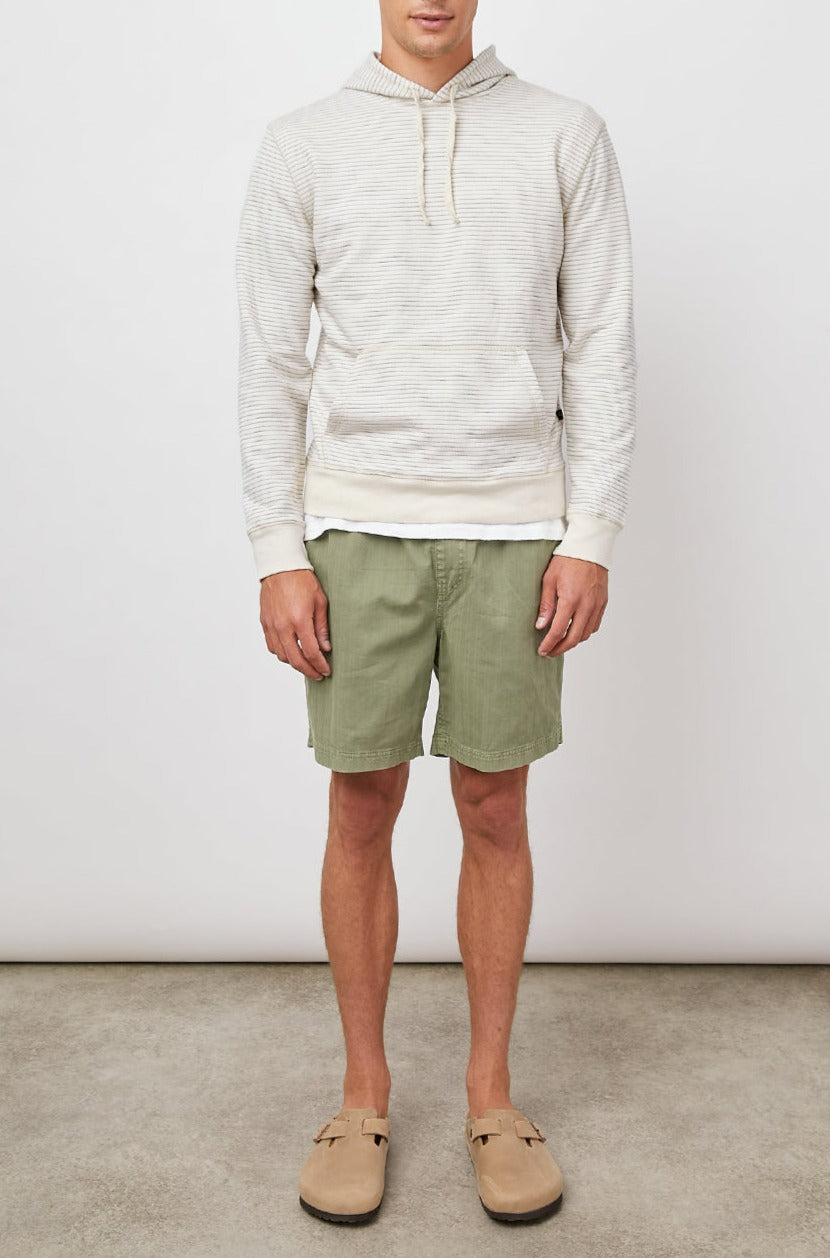 LEO CREAM NAVY STRIPE HOODIE WITH DRAWSTRING-FULL FRONT BODY