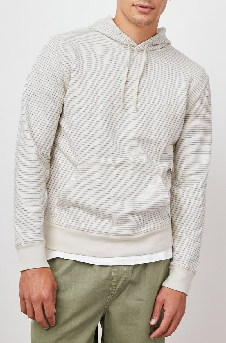 LEO CREAM NAVY STRIPE HOODIE WITH DRAWSTRING-FRONT