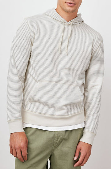 LEO CREAM NAVY STRIPE HOODIE WITH DRAWSTRING-FRONT