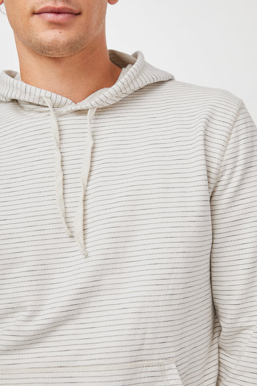 LEO CREAM NAVY STRIPE HOODIE WITH DRAWSTRING-DETAIL